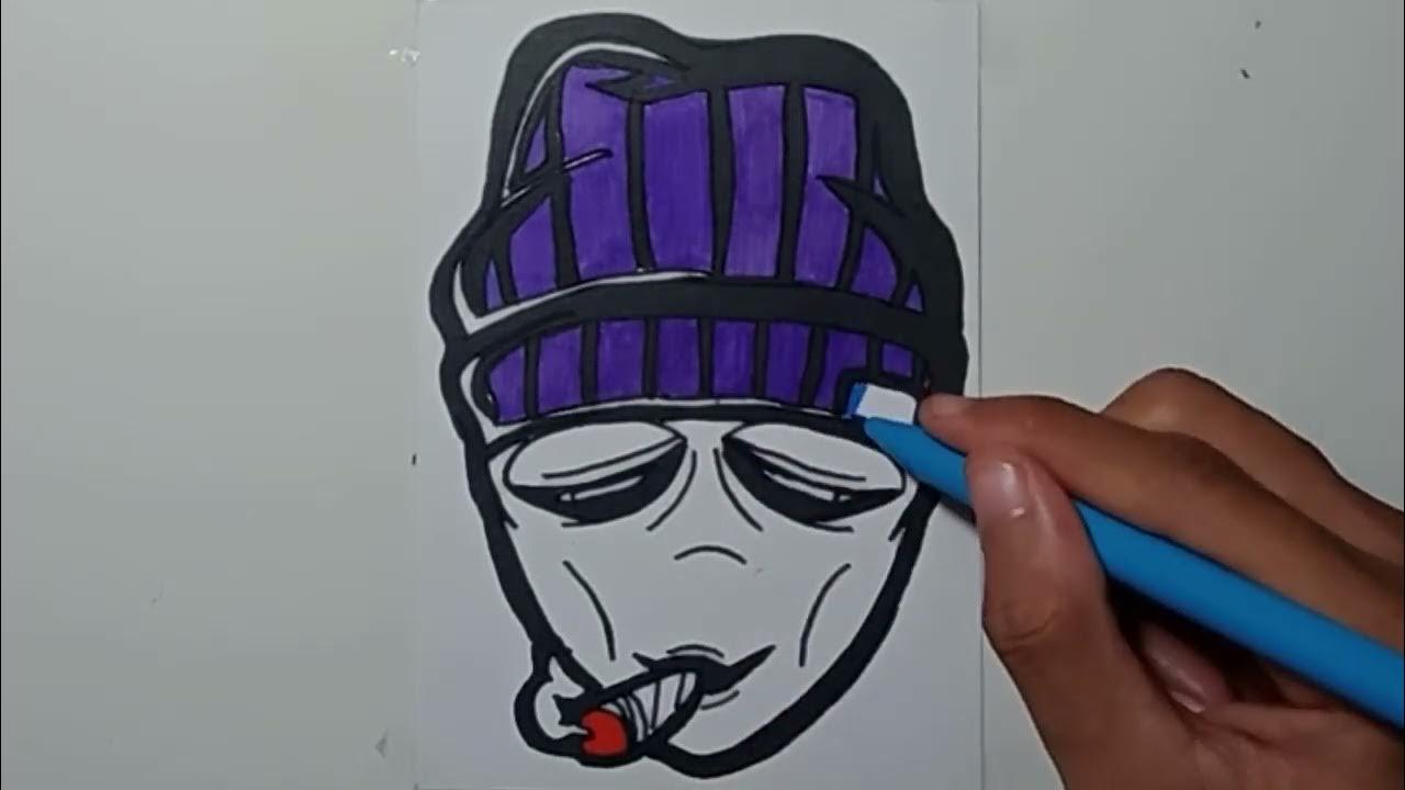 draw grafiti alien smoking weed colour thumbnail