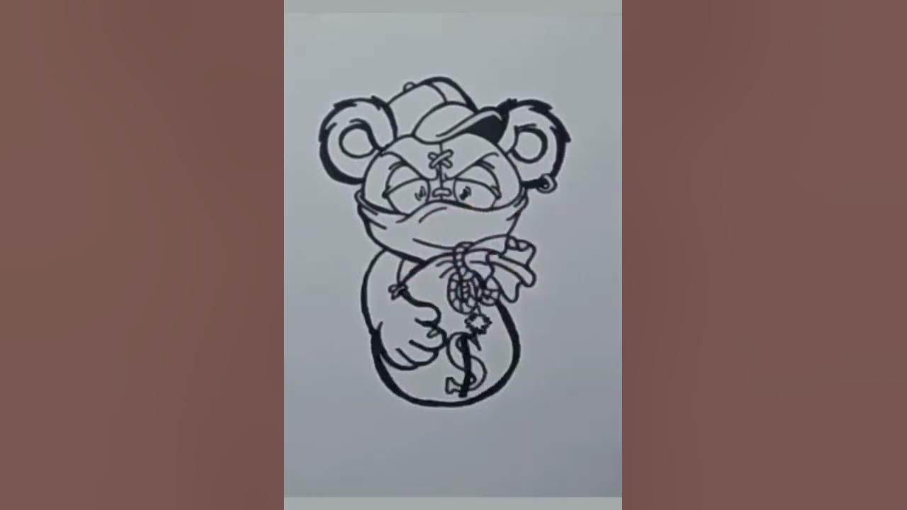 Draw Grafiti bear money bat   #shorts thumbnail