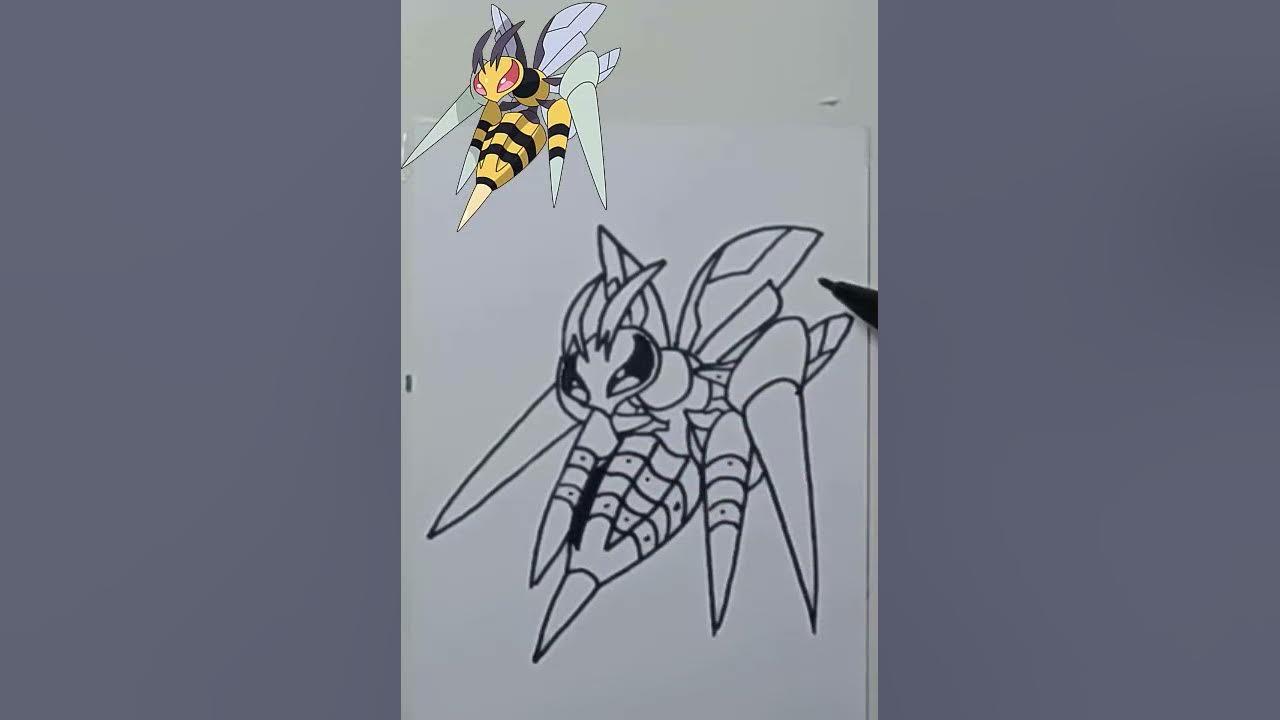 DRAW MEGA BEEDRILL POKEMON#shorts thumbnail