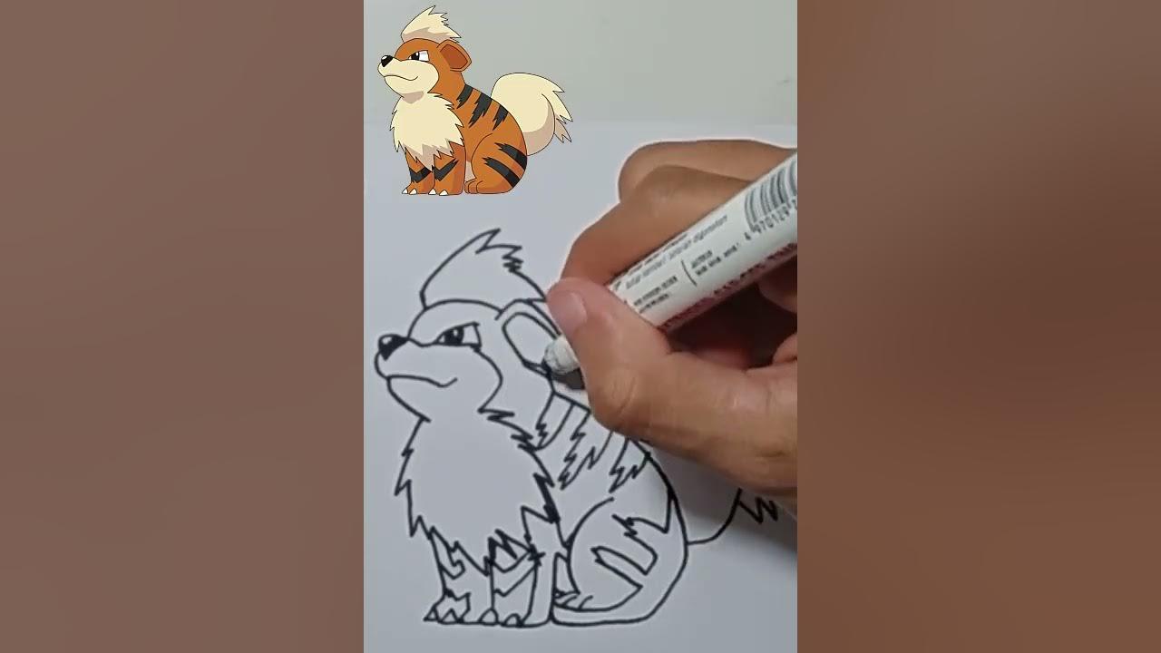 MENGGAMBAR POKEMON GROWLITHE thumbnail