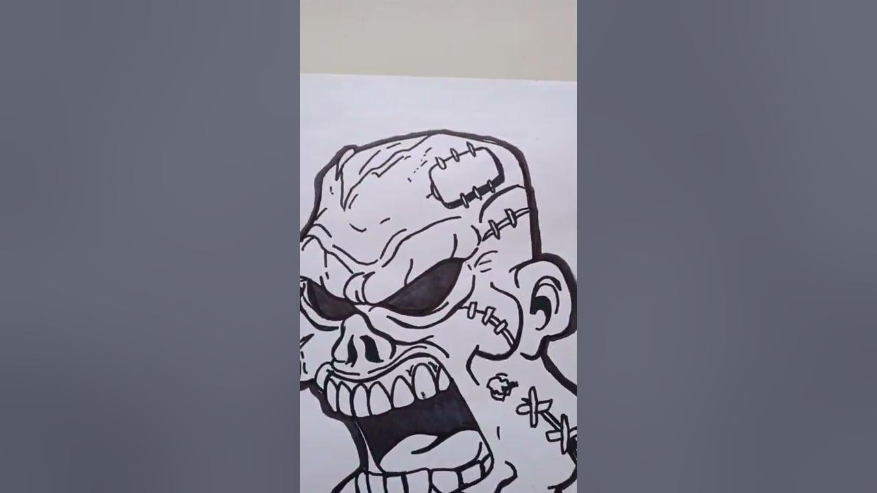 draw zombie head graffiti #shorts thumbnail