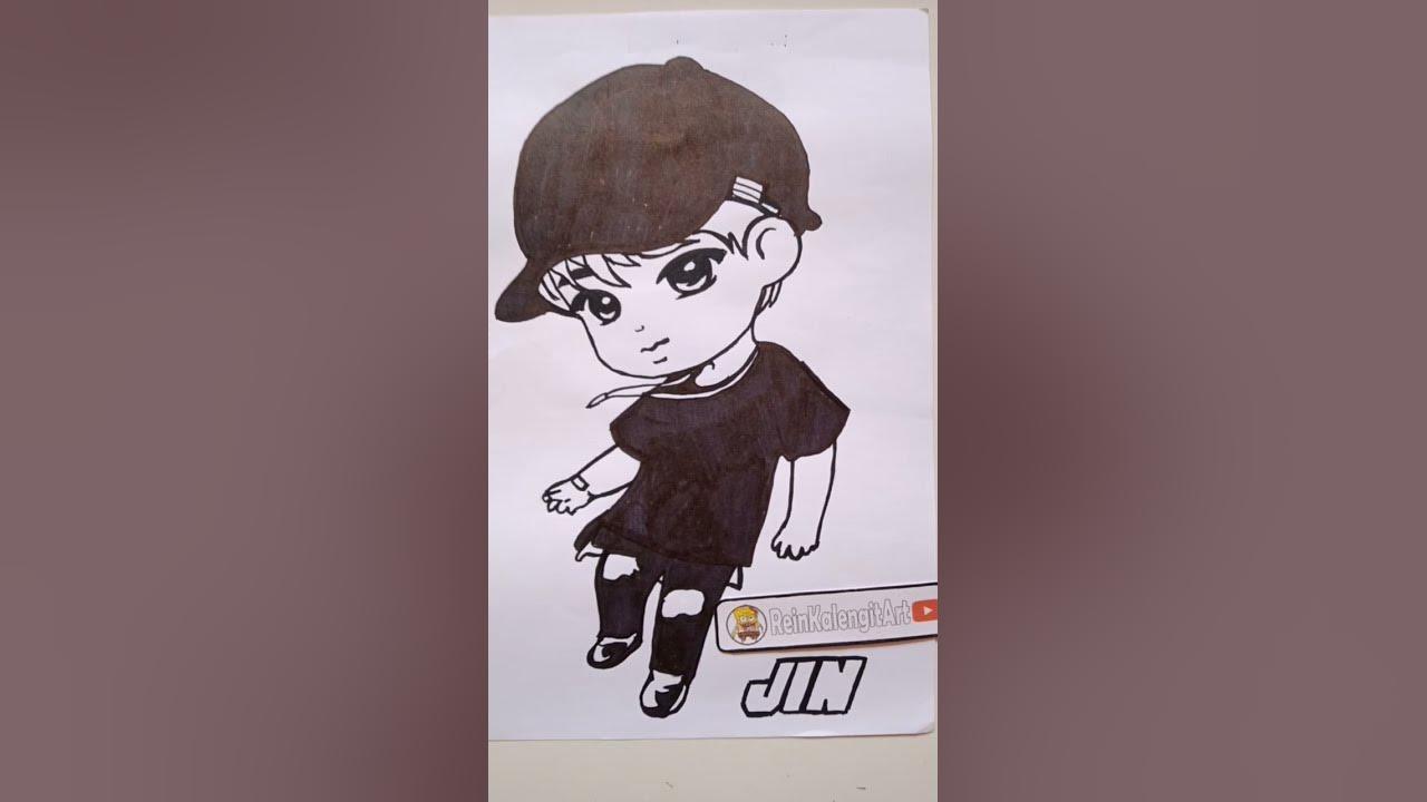 Drawing BTS JIN chibi #shorts thumbnail