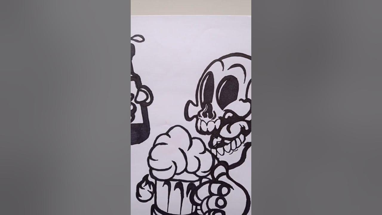 drawing graffiti skull drinking beer #shorts thumbnail