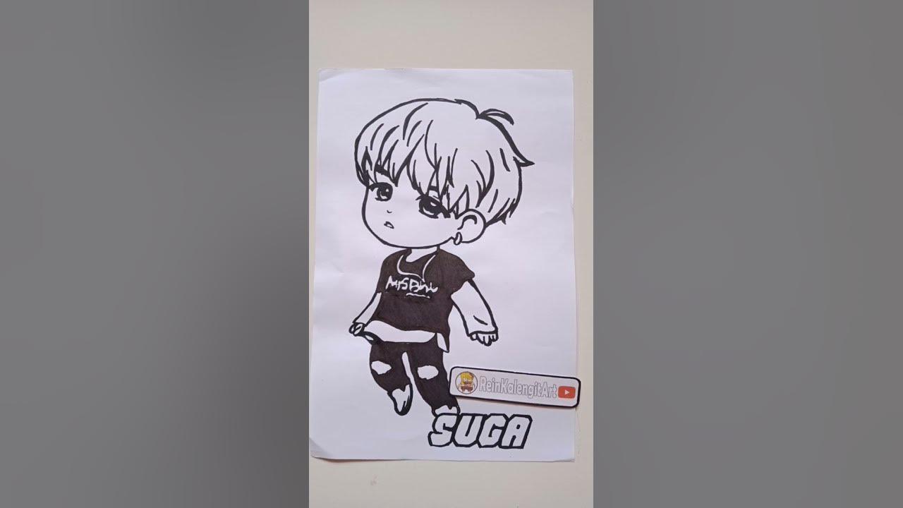 Drawing BTS SUGA chibi #shorts thumbnail