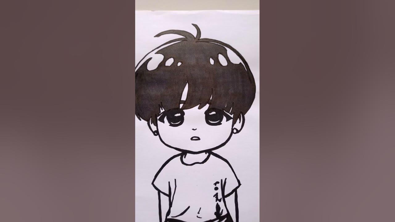 drawing BTS chibi JUNGKOOK #shorts thumbnail