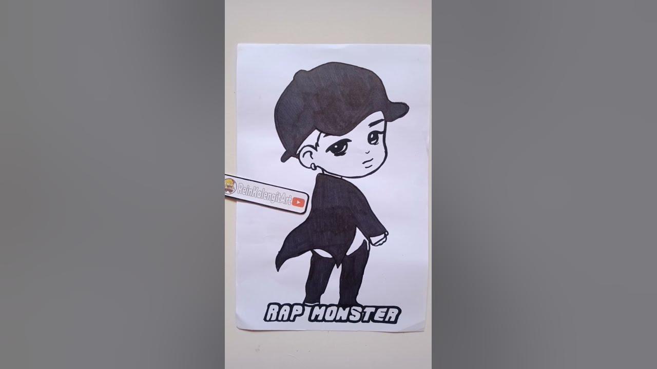 Drawing BTS rap Monster chibi #shorts thumbnail