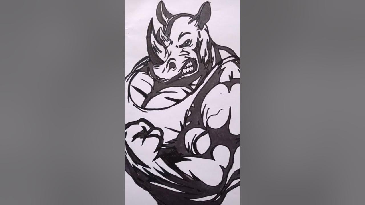 drawing muscled rhino graffiti #shorts thumbnail