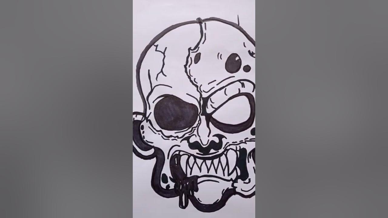 drawing angry skull graffiti #shorts thumbnail