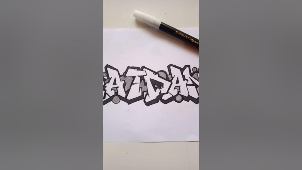 Drawing grafity name (ZAIDAN) #shorts thumbnail