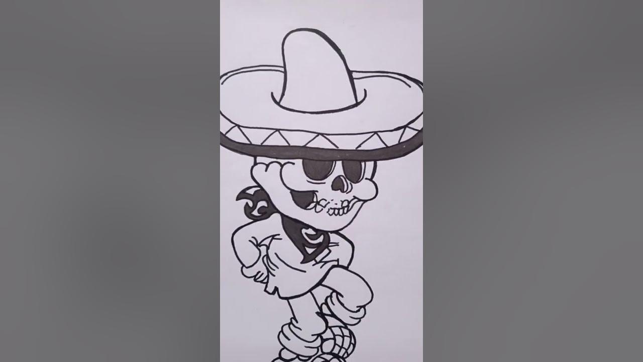 mexican skull graffiti drawing #shorts thumbnail