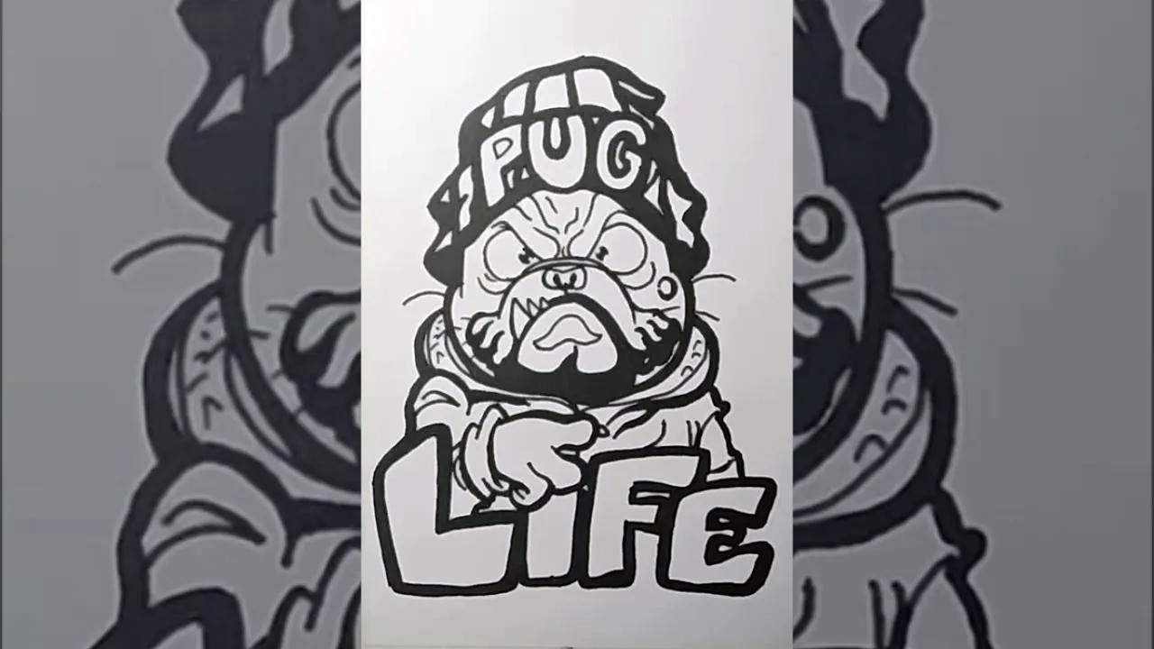 menggambar karakter anjing grafiti pug life thumbnail