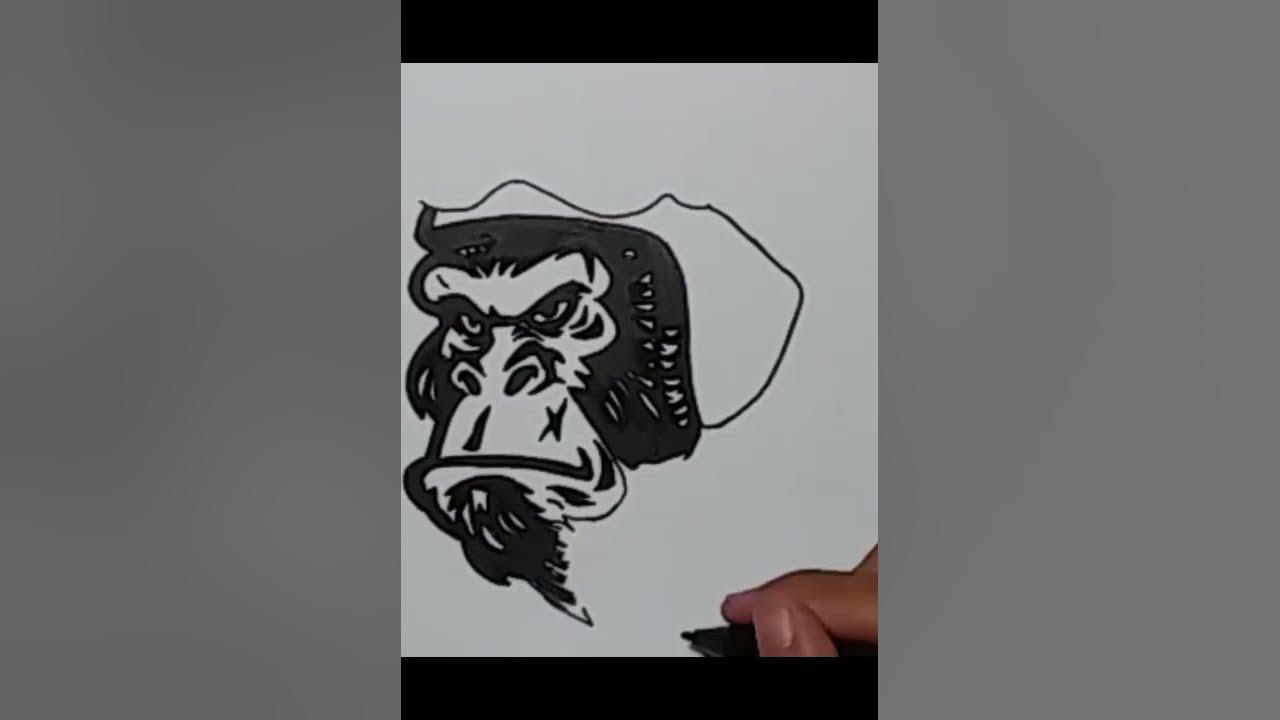 draw graffiti character gorilla with helmet#shorts thumbnail