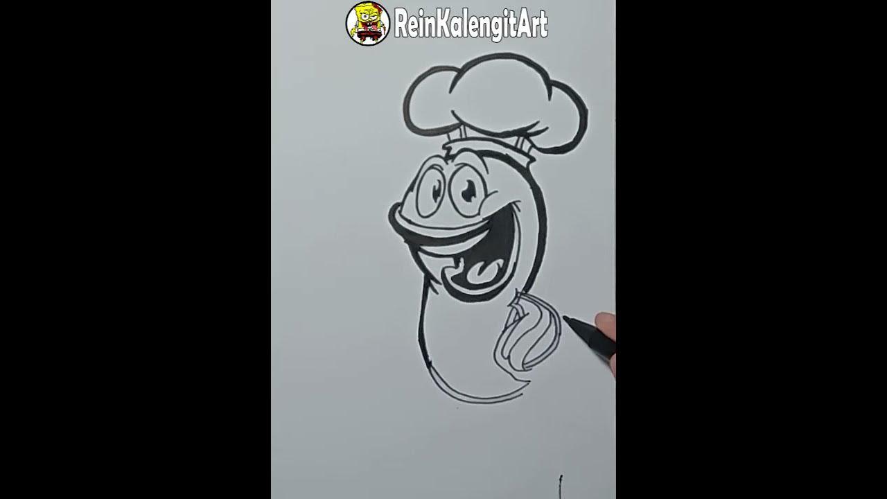 1 Menit #Shorts Menggambar Grafity Karakter Chef Fish thumbnail