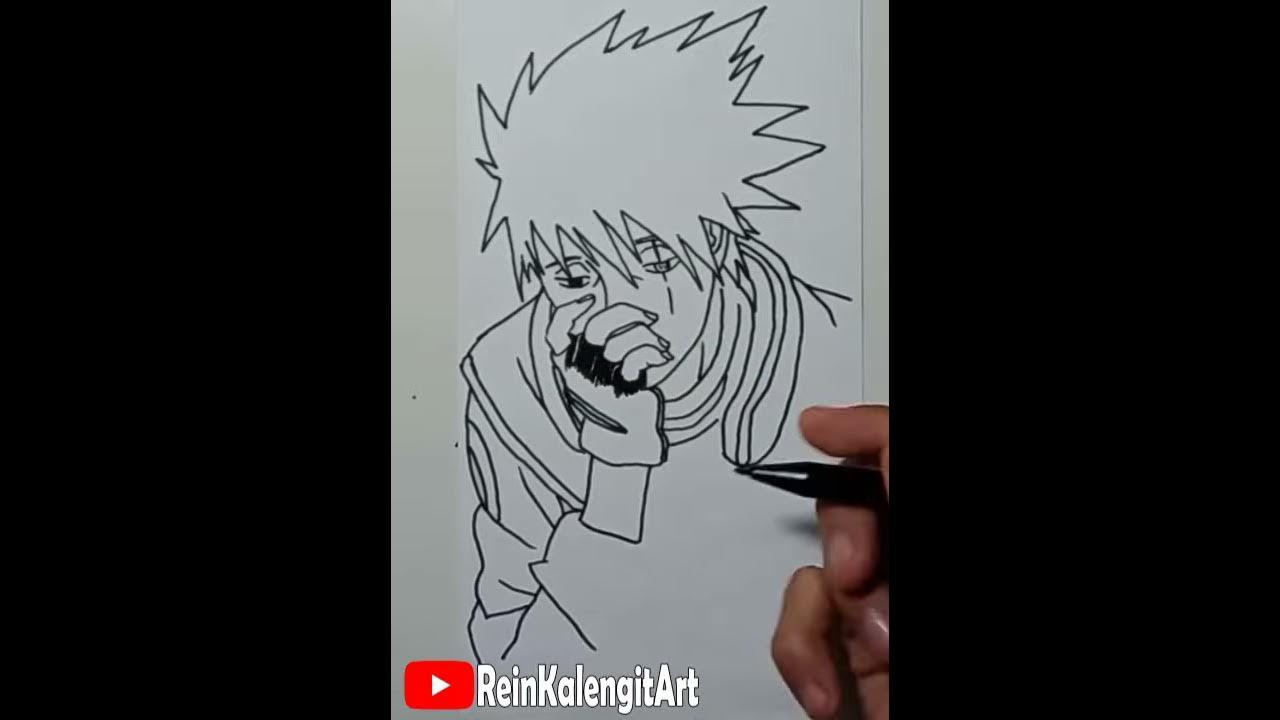 1 Menit #shorts Menggambar HATAKE kakashi #Naruto thumbnail