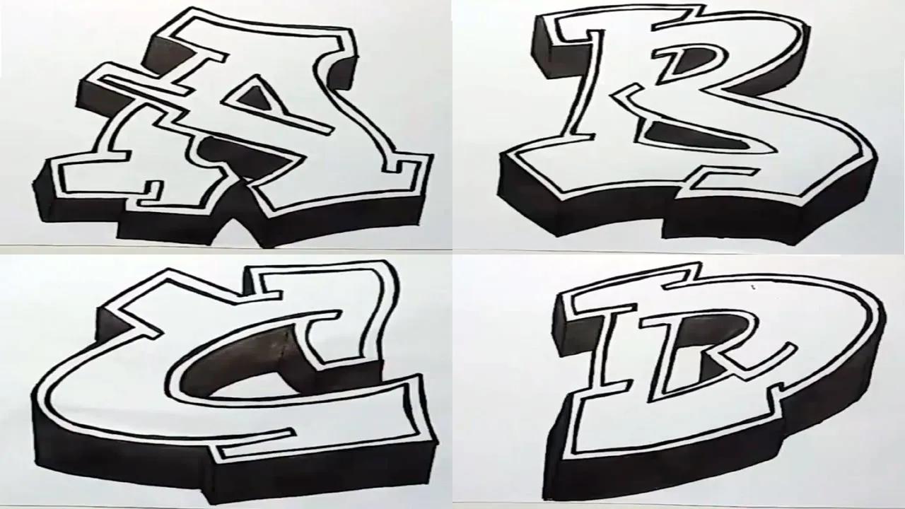 Koleksi Menggambar Grafity Letter A.B.C.D Full Vidio Keren thumbnail