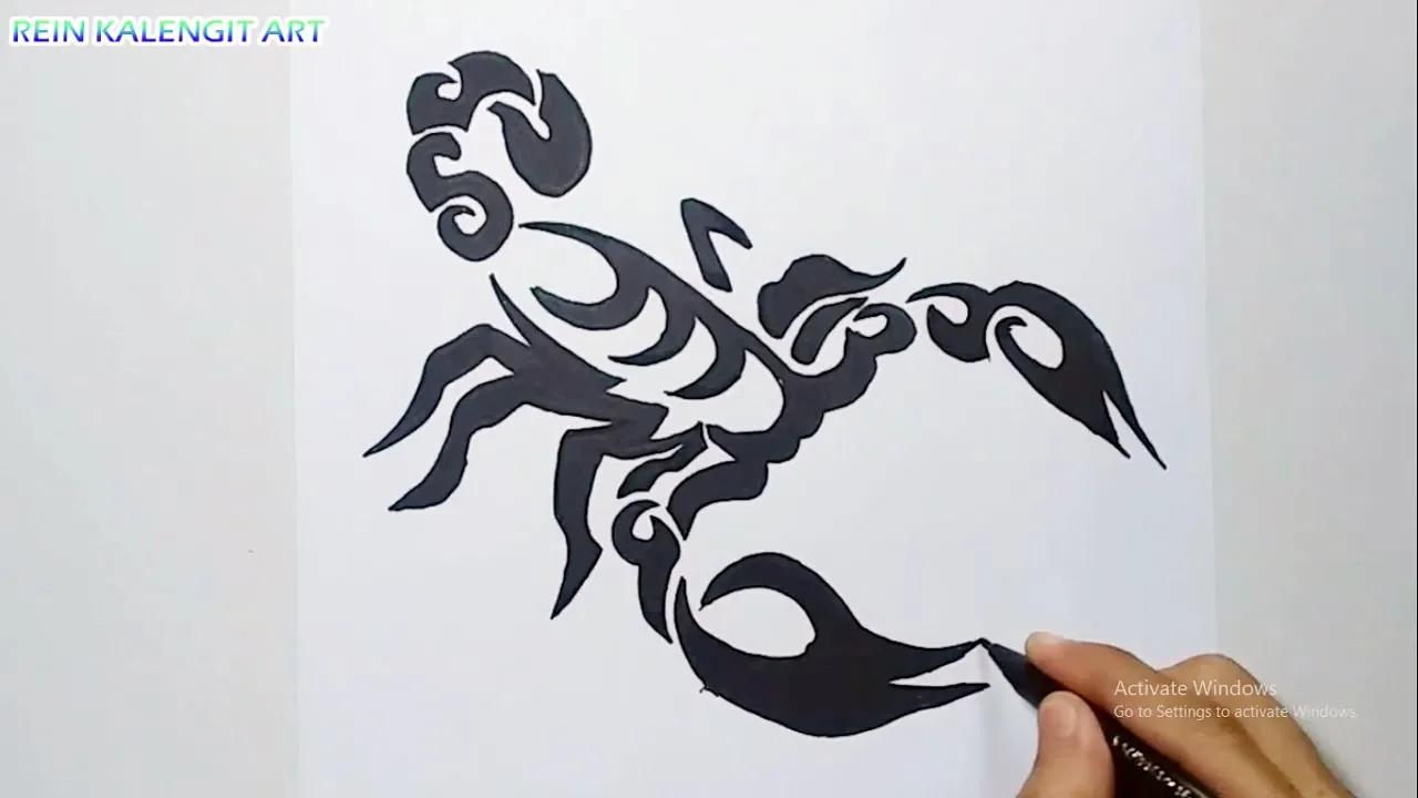 Menggambar Tatto Tribal Scorpions thumbnail