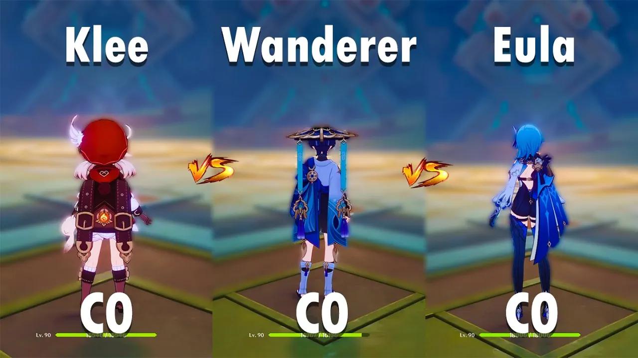 Klee vs Wanderer vs Eula!! who is the best DPS?? Gameplay COMPARISON!! thumbnail