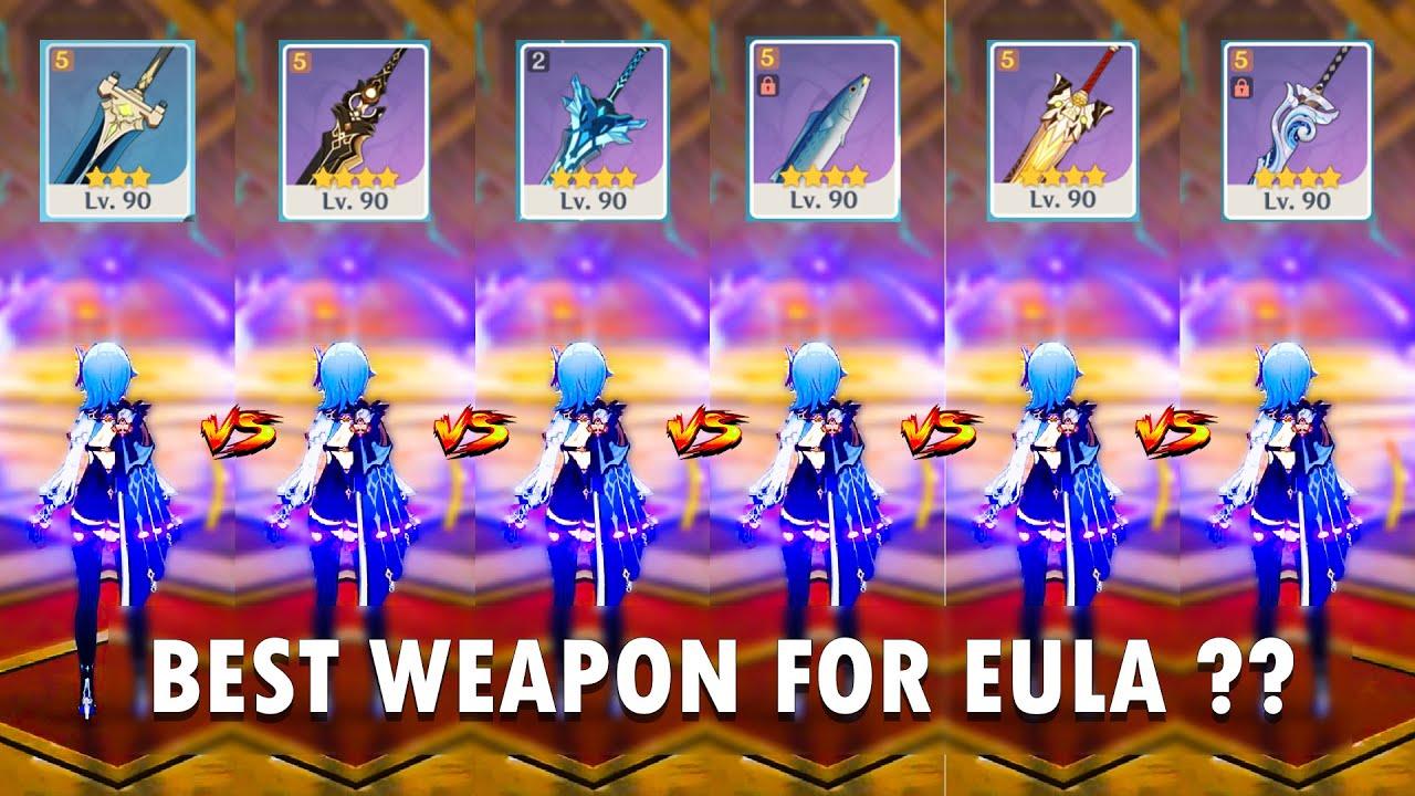 EULA Weapon Comparison !! Best F2P weapon for Eula?? DMG comparison | Genshin | thumbnail