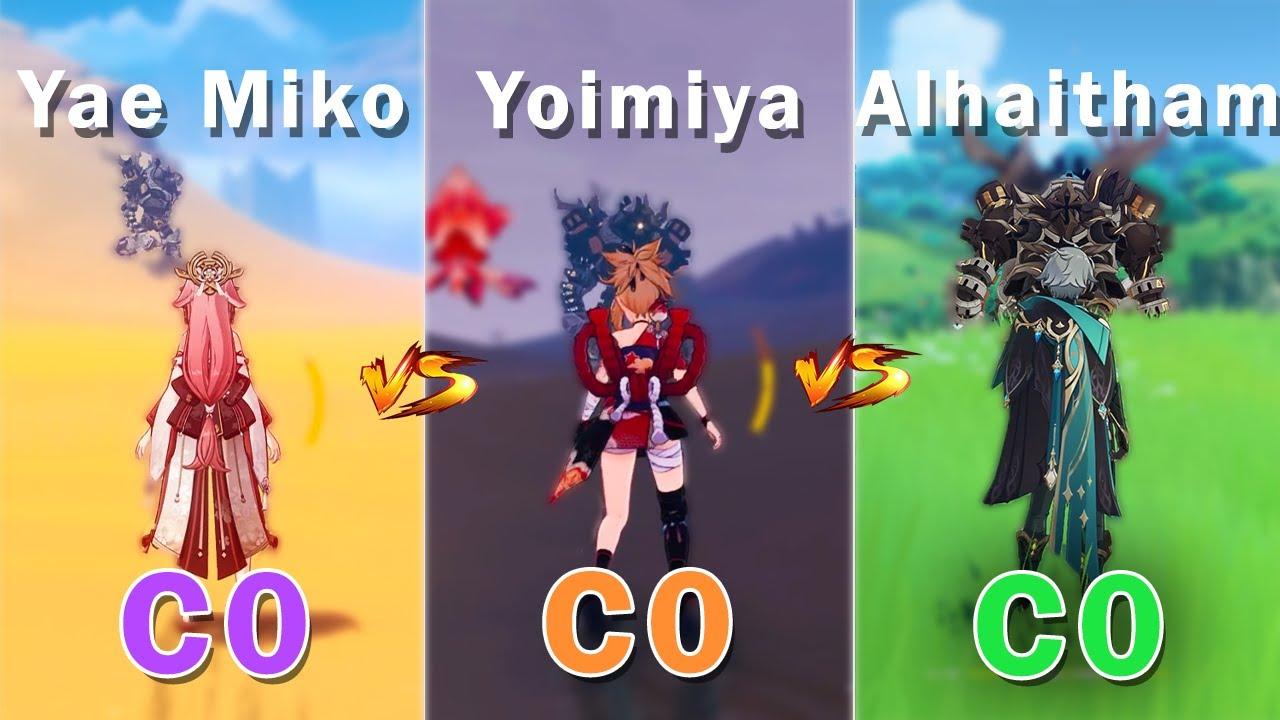 Yae Miko vs Yoimiya vs Alhaitham !! who is the best ?? Genshin Impact Gameplay!! thumbnail