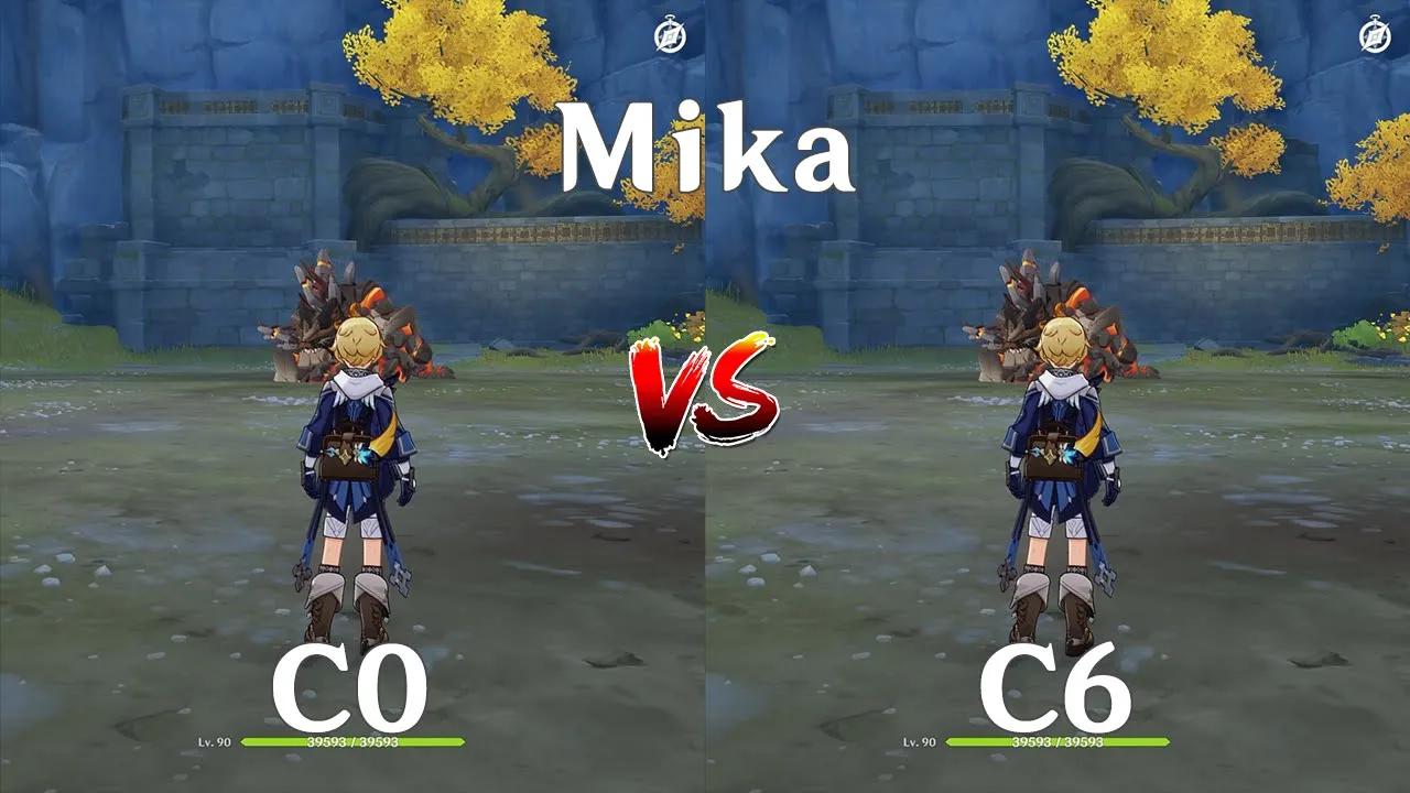 C0 Mika vs C6 Mika ! How much is the Difference? Gameplay COMPARISON [ Genshin Impact ] thumbnail