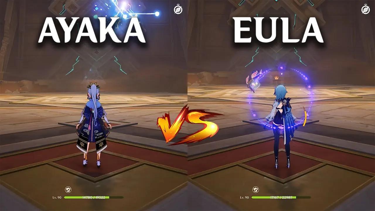 Ayaka vs Eula!! gameplay comparison!! Who is the best DPS? | Genshin Impact | thumbnail