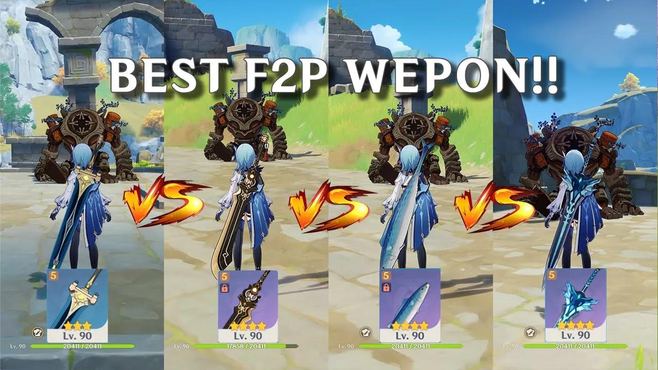 Best F2P WEAPON for EULA!! Skyrider Greatsword or Luxurious Sea-Lord?? DMG comparison | Genshin | thumbnail