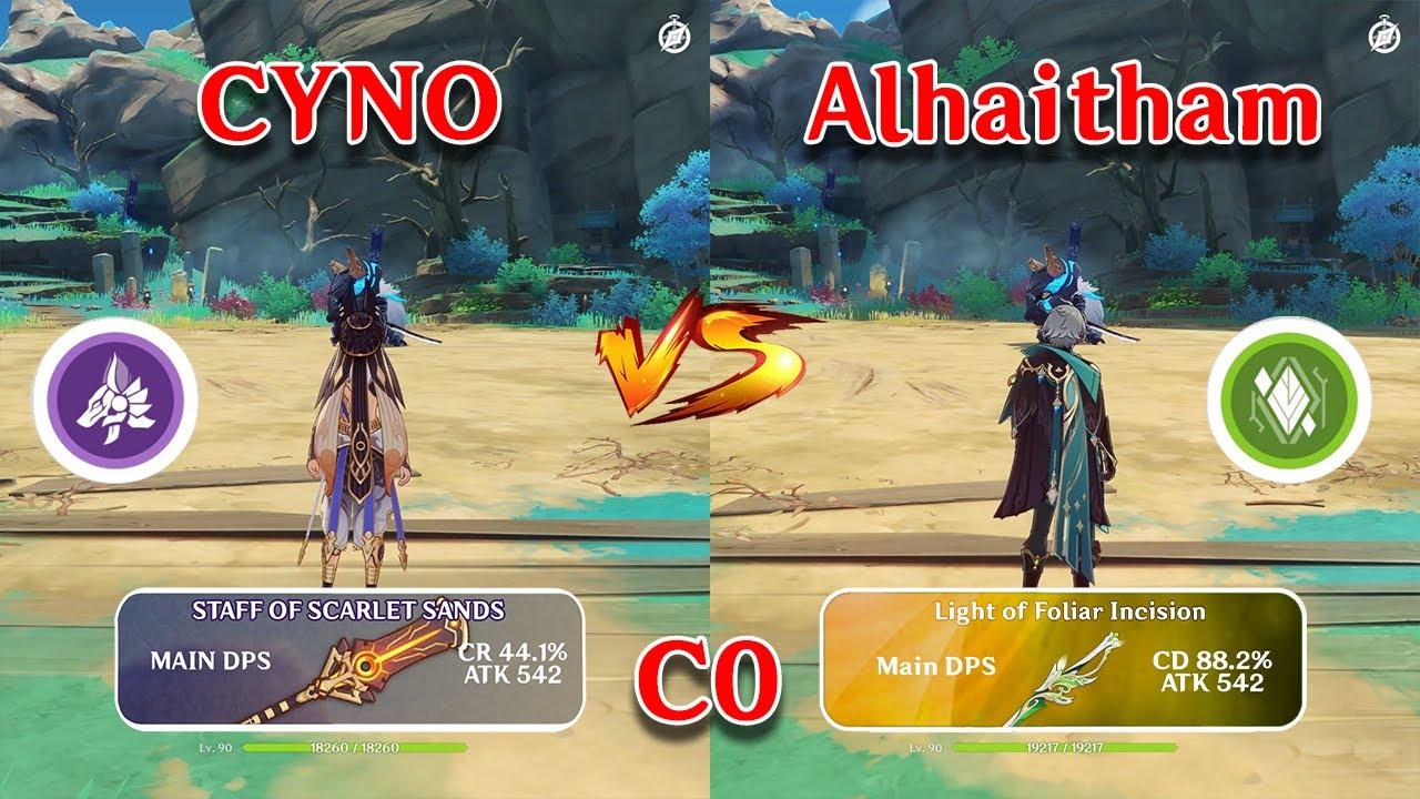 Cyno vs Alhaitham !!! Who is the best DPS!! team comp!! gameplay COMPARISON thumbnail