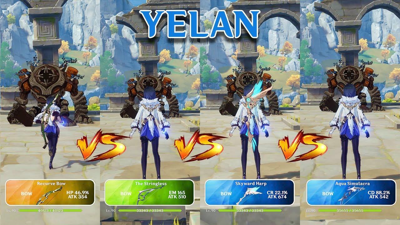 Yelan Weapon Comparison!! Aqua Simulacra vs ALL Weapons!! which one is the best?? Genshin Impact!!! thumbnail