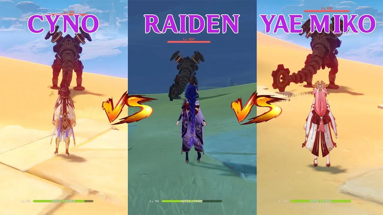 Cyno vs Raiden vs Yae Miko! Who is the best dps? GAMEPLAY COMPARISON! thumbnail