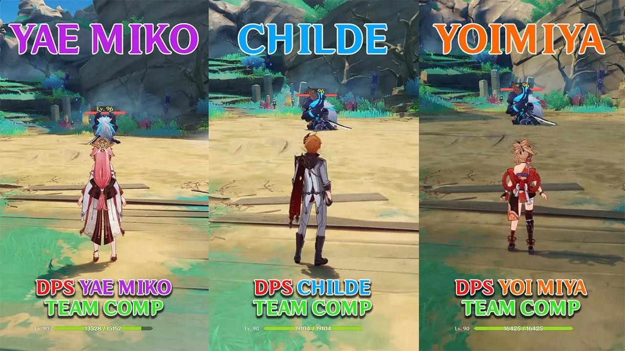 Yae Miko vs Childe vs Yoimiya! Team comp!! Gameplay COMPARISON!! thumbnail