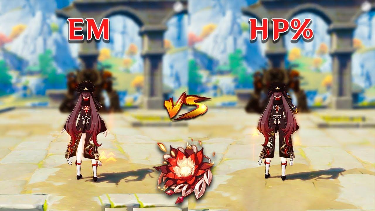 Hu Tao EM Sands vs HP% Sand Build!! Which is the best? Gameplay COMPARISON!! thumbnail