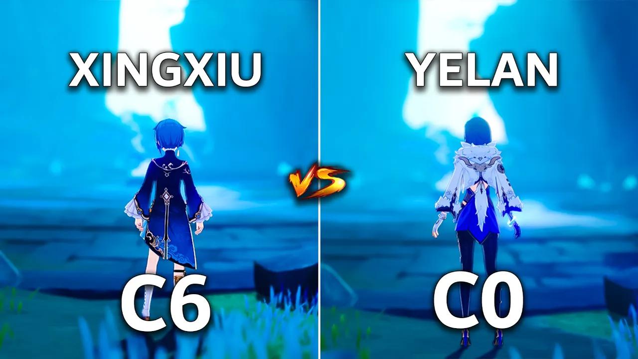 C0 Yelan vs C6 Xingqiu!! Who is the best SUB-DPS ?? gameplay comparison | Genshin Impact | thumbnail