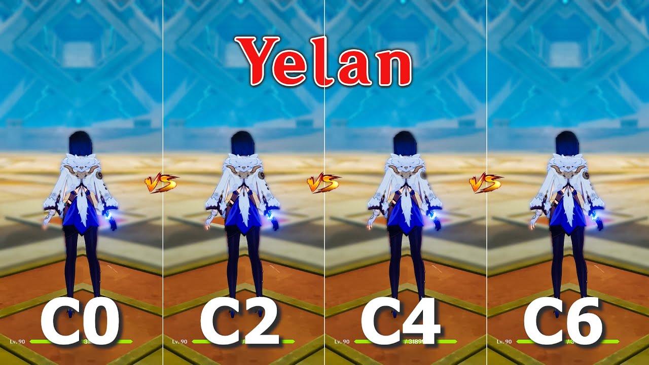 C0 Yelan vs C4 Yelan vs C6 Yelan comparison!! How Much is the Difference?? gameplay Comparison!! thumbnail