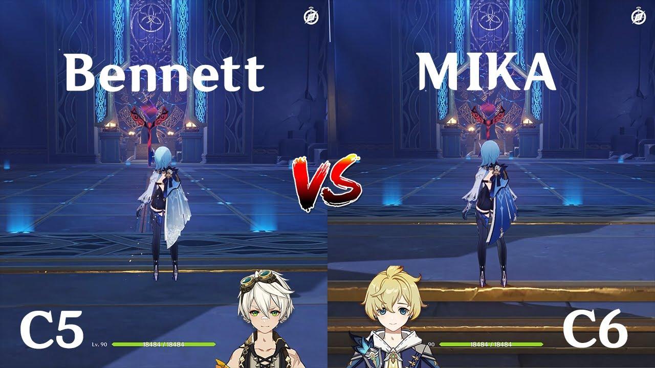 Mika vs Bennett buff comparison! How much is the Difference? Gameplay COMPARISON [ Genshin Impact ] thumbnail