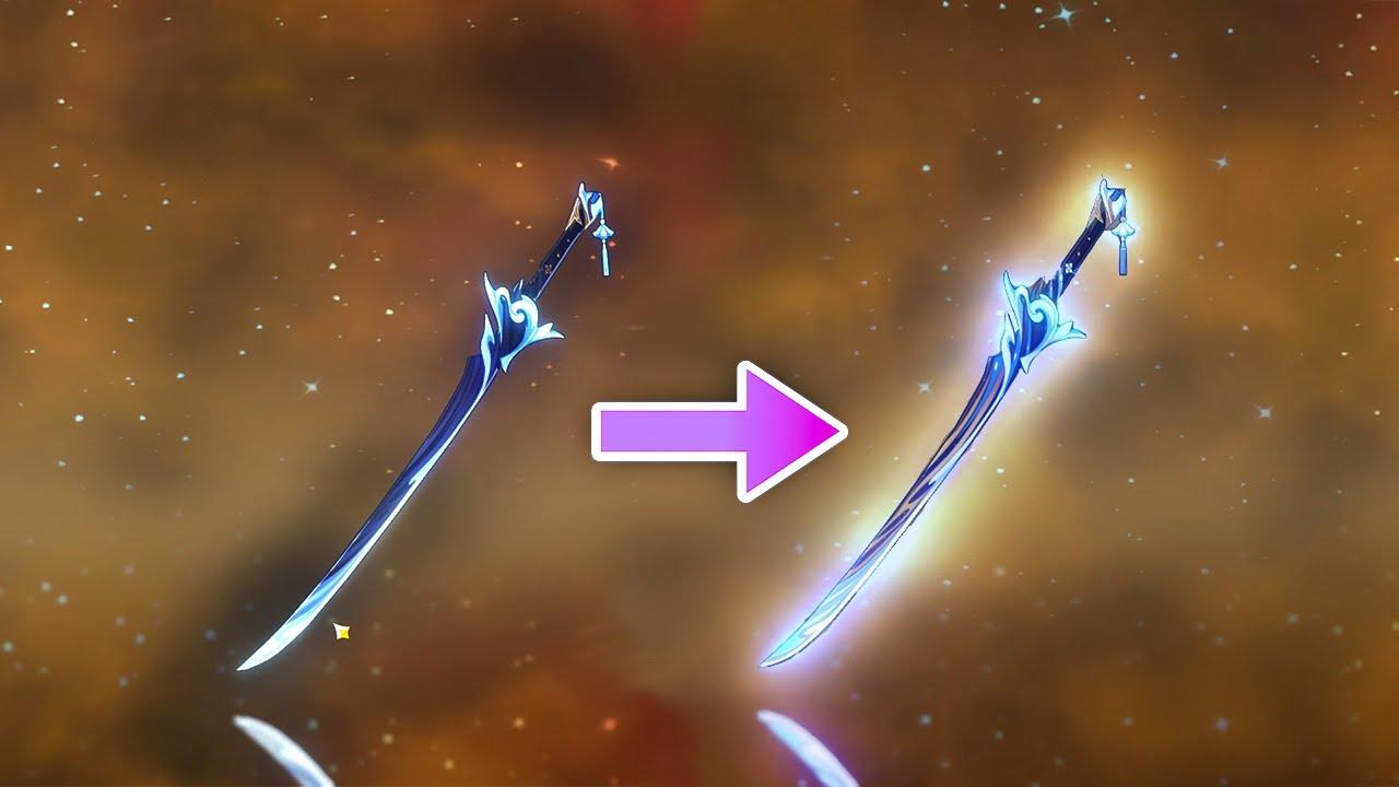 Harem Gepuk Futsu weapon appearance Lvl 1 vs Lvl 90 - Genshin Impact thumbnail