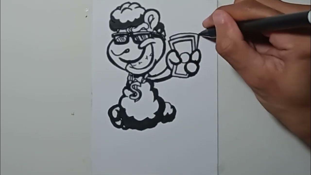 Drawing cartoon grafiti black sheep thumbnail