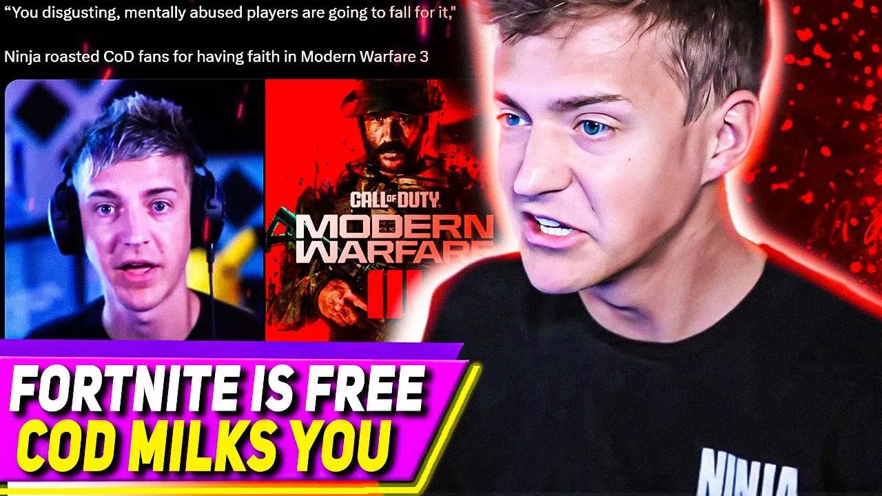 Ninja Responds to CoD Drama "Fortnite is free, CoD milks you for $60" thumbnail