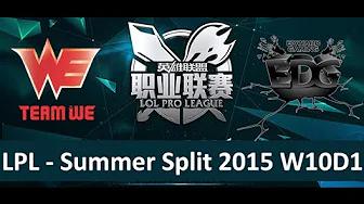 WE vs EDG Tencent LPL Summer Split 2015 W10D1 Team WE vs Edward Gaming Game 1 highlights thumbnail