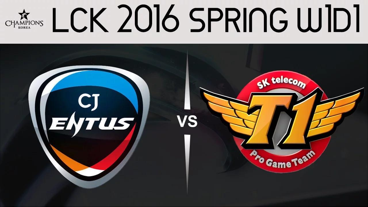 CJ VS SKT Game 1 Highlights LCK Champions 2016 Spring W1D1 CJ Entus vs SK Telecom thumbnail