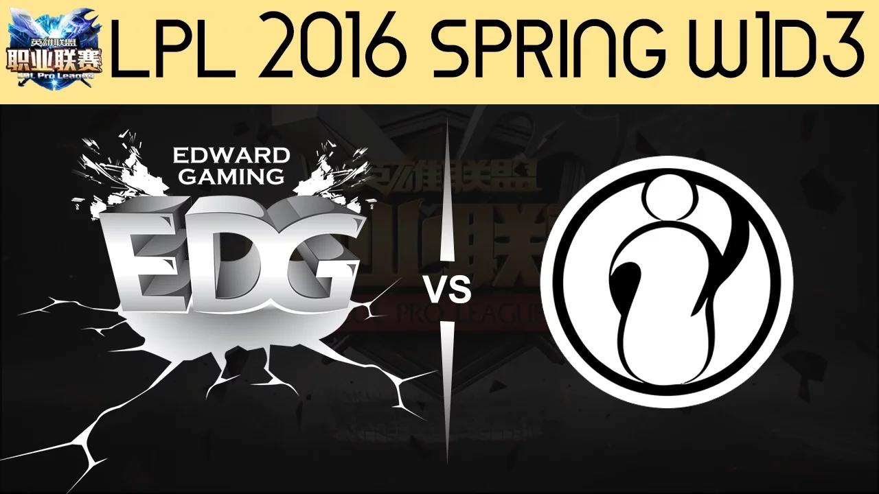 EDG vs IG Game 1 highlights Tencent LPL LoL Pro League 2016 W1D3 Edward Gaming vs Invictus Gaming thumbnail