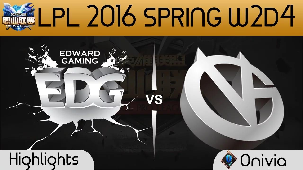 EDG vs VG Game 2 highlights Tencent LPL LoL Pro League 2016 W2D4 Edward Gaming vs Vici Gaming thumbnail