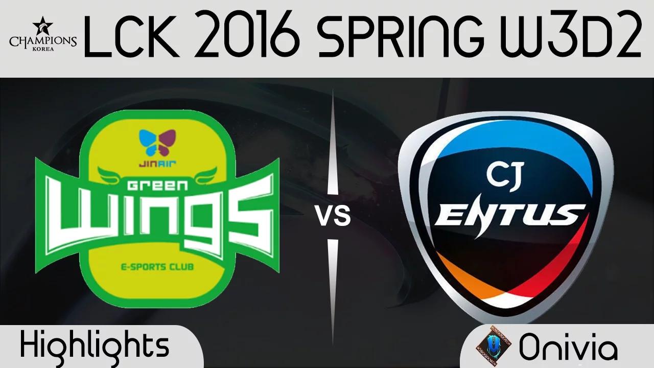 JAG vs CJ Game 1 Highlights LCK Champions 2016 Spring W3D2 JinAir Green Wings vs CJ Entus thumbnail