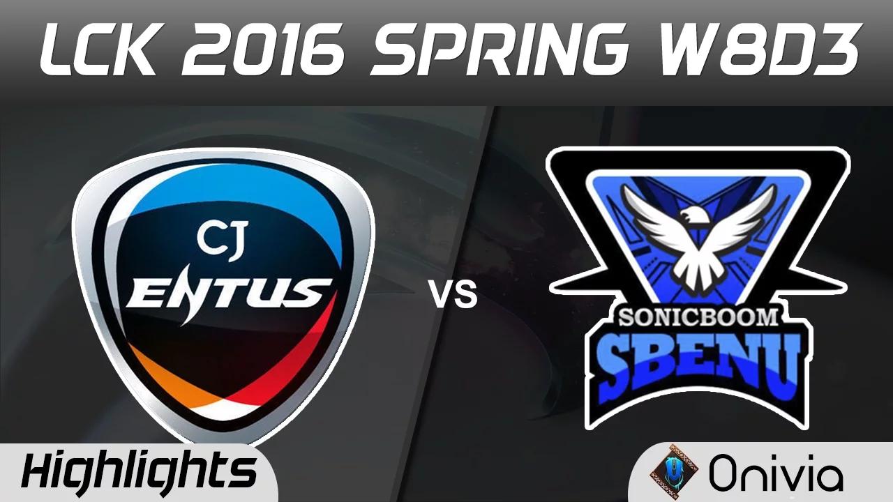 CJ vs SSB Highlights Game 1 LCK Champions 2016 Spring W8D3 CJ Entus vs SBENU thumbnail