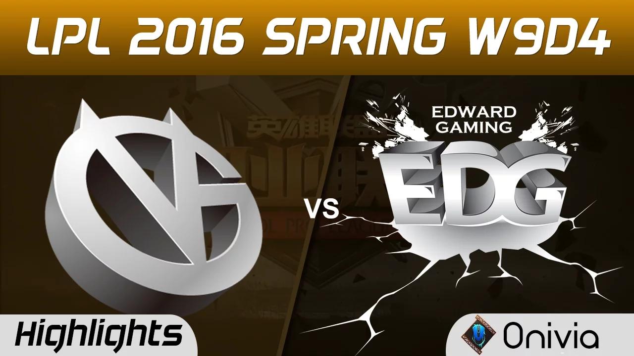 VG vs EDG Highlights Game 1 Tencent LPL LoL Pro League 2016 W9D4 Vici Gaming vs Edward Gaming thumbnail