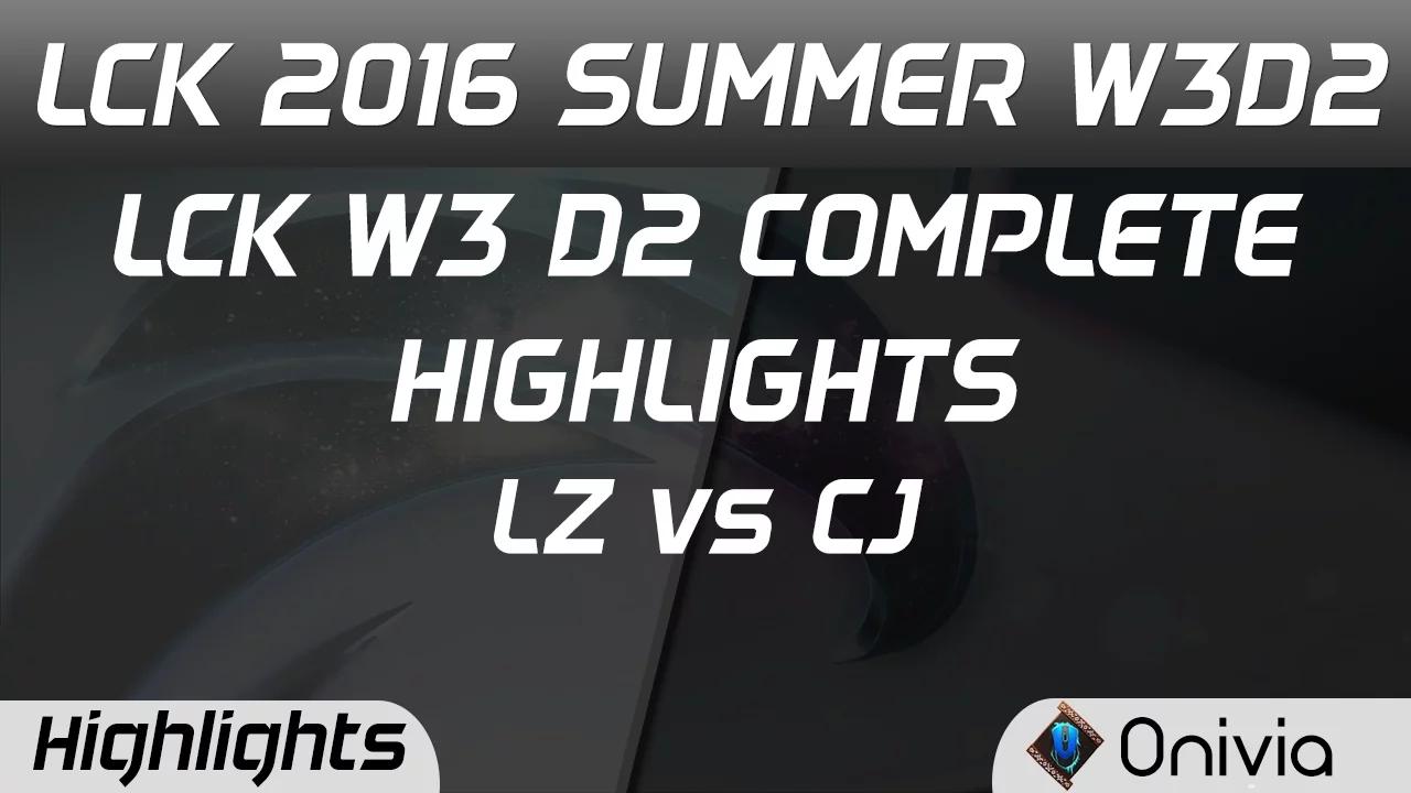 LCK Full W3D2 Highlights LZ vs CJ Summer 2016 thumbnail