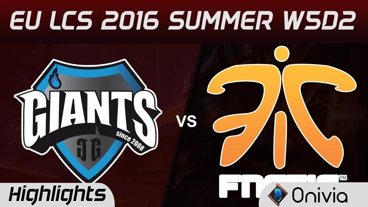 GIA vs FNC highlights Game 1 EU LCS 2016 Summer W5D2 Giants vs Fnatic thumbnail