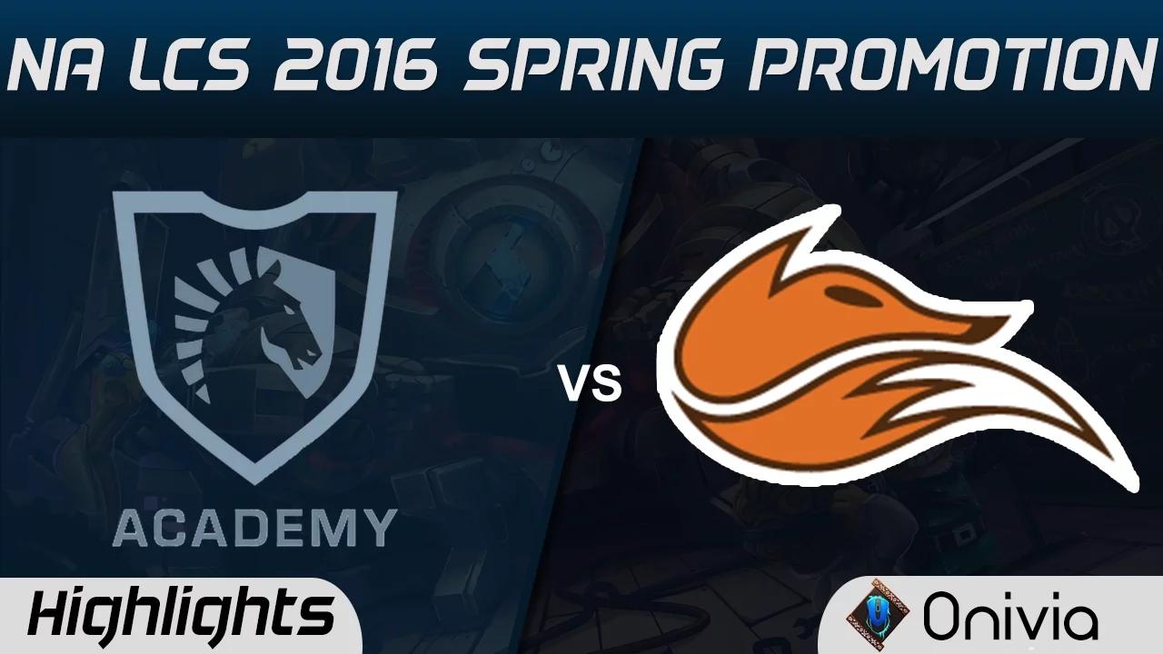 TLA vs FOX  highlights Game 3 NA LCS 2016 Spring Promotion Team Liquid Academy vs Echo Fox thumbnail