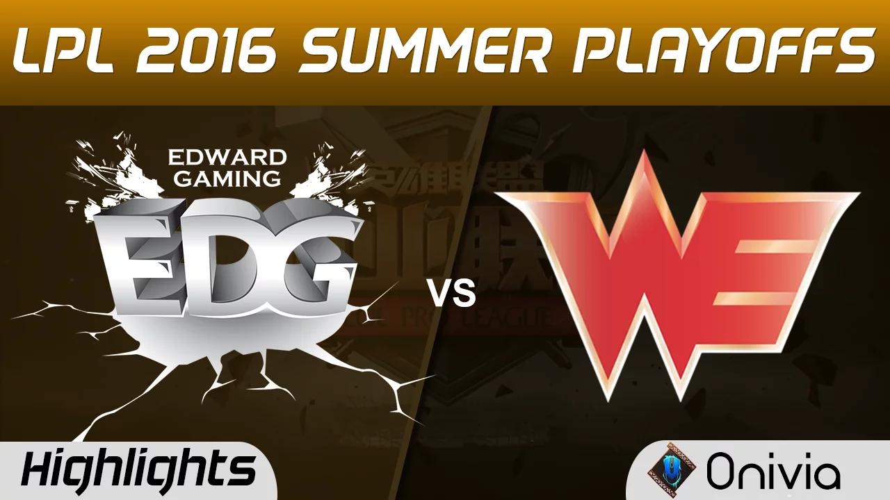 EDG vs WE Highlights Game 1 Tencent LPL Summer Playoffs Semi Finals 2016 Edward Gaming vs Team WE thumbnail