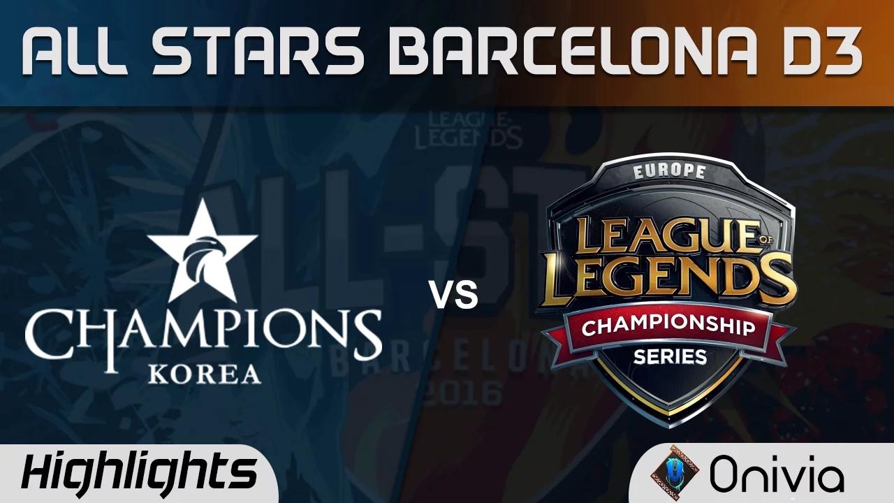 LCK vs EU LCS Highlights All Stars Barcelona 2016 D3 Korea vs Europe thumbnail