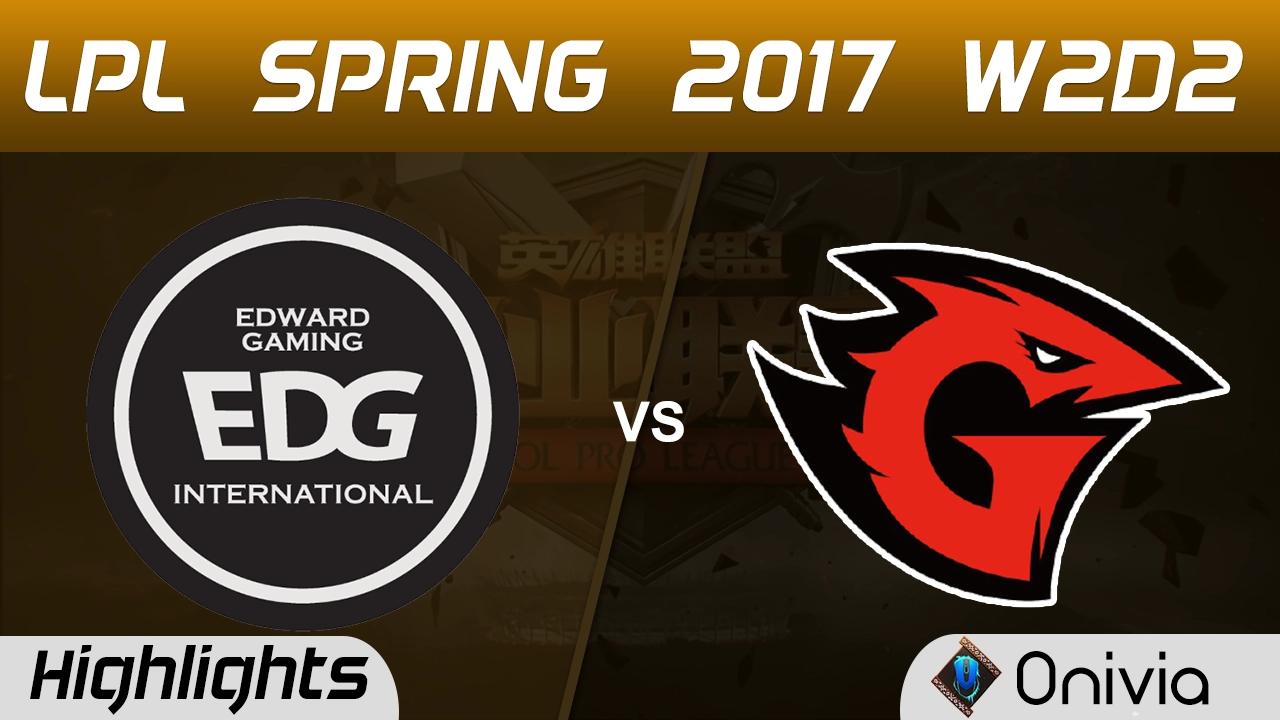 EDG vs GT Highlights Game 1 LPL Spring 2017 W2D2 Edward Gaming vs Game Talents thumbnail